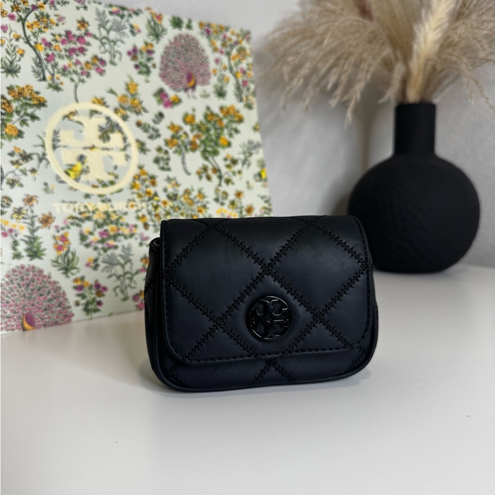 Authentic Tory Burch Willa Matte Quilted Micro Flap Crossbody Bag